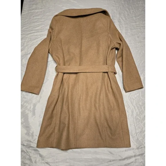 NWT Tom Tailor Denim Womens XL Coat Brown Wool Look Polyester Tie Pockets Luxe - Picture 9 of 11